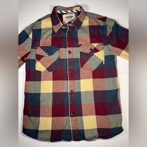 Vans Off The Wall Plaid Button Up Flannel Shirt boys Lg Skate Casual Streetwear